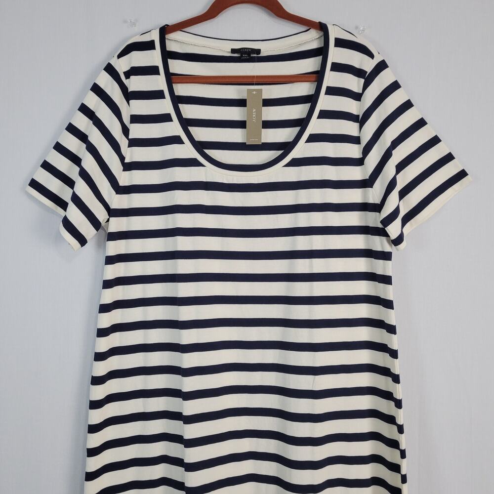 J.Crew Striped Scoop Neck Knit Maxi T-Shirt Dress size XXL Casual Nautical, New - Picture 2 of 6